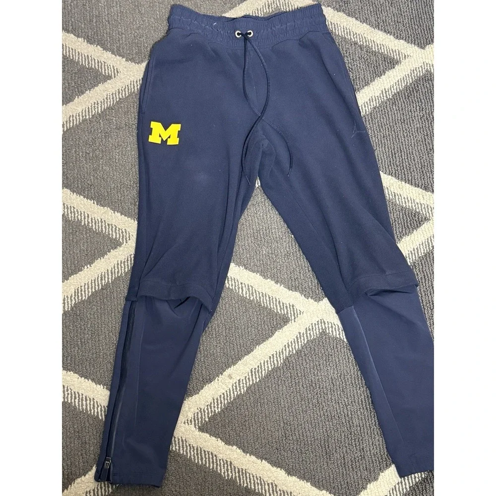 VTG Michigan Wolverines Pants Mens S Blue Nike Air Jordan NCAA Football Warm Up